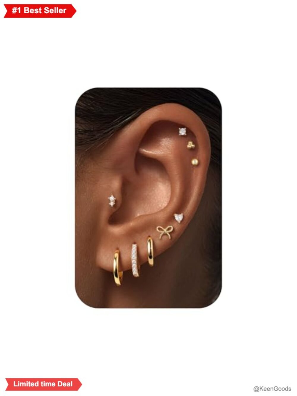 316L Surgical Stainless Steel Flat Back Stud Hoop Earring Stack Set